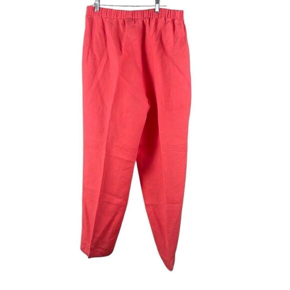 Liz Claiborne LizSport 100% LINEN High Rise Wide Leg Pants Coral Pink 12 - Picture 2 of 11